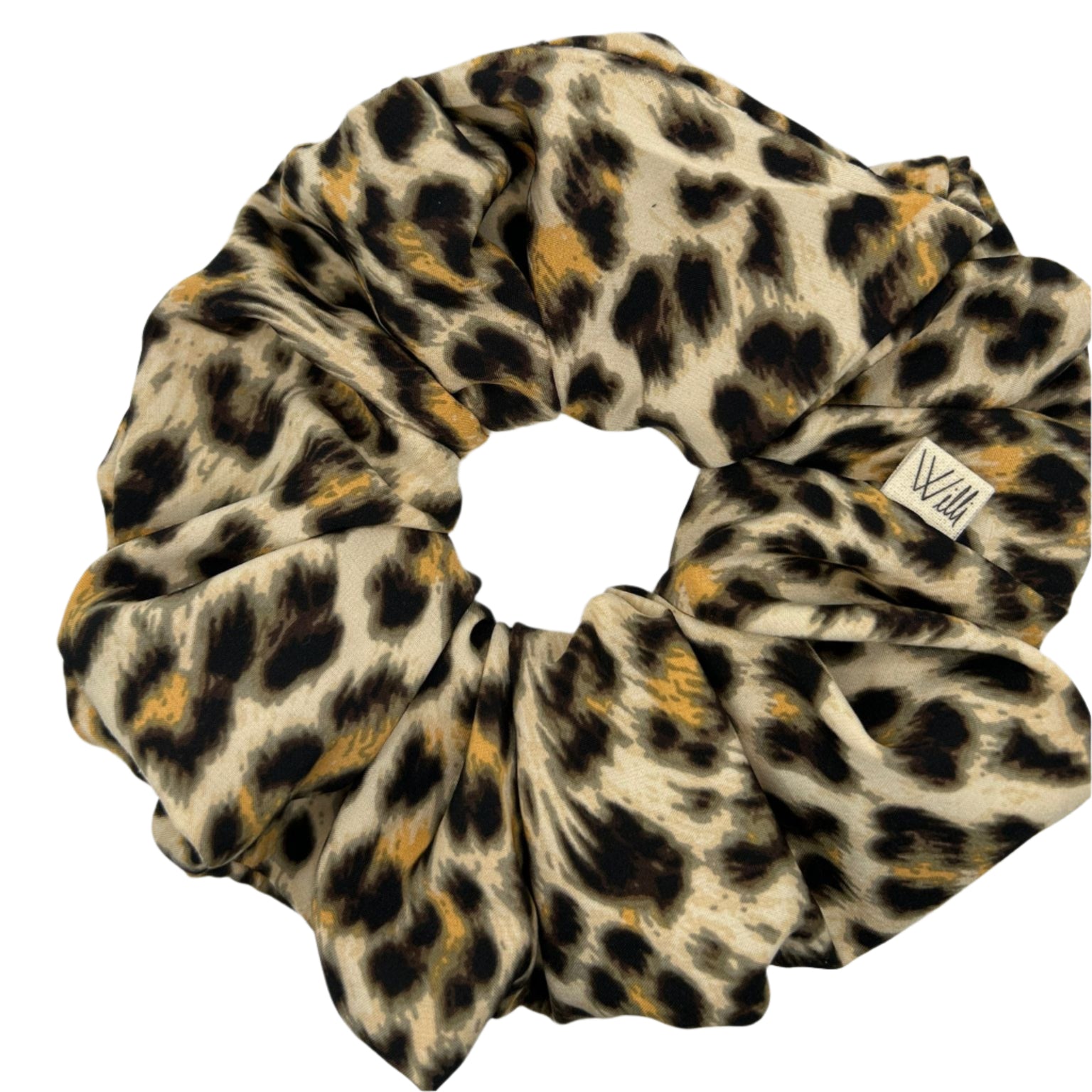 Animal print fabric scrunchie display on a circle