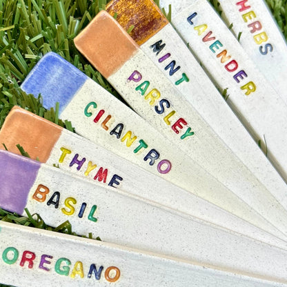 Handcrafted Ceramic Herb Garden Markers