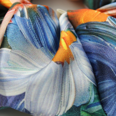 Close-up of colorful fabric with abstract design