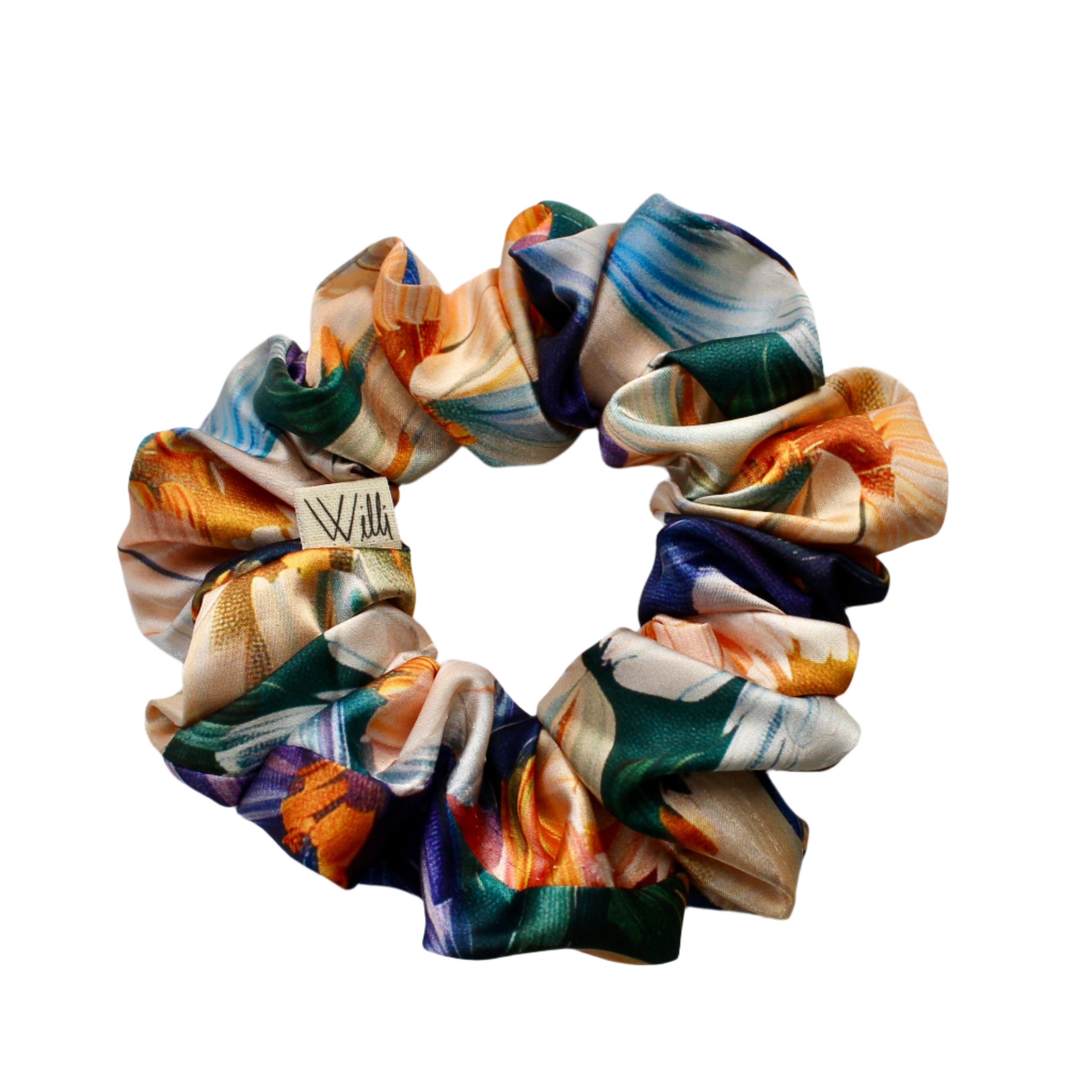 Multicolored scrunchie on a white background